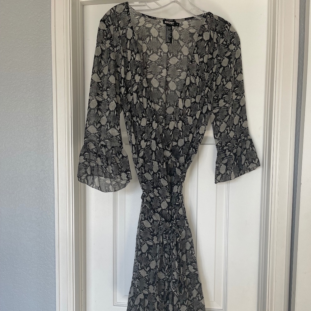 DKNY Snakeskin Print Wrap Dress